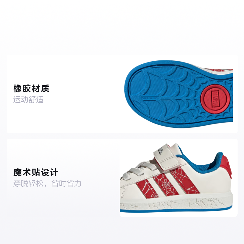 Кроссовки adidas × MARVEL/вью GRAND COURT Spider-Man (бело-красно-синий) — Белый — фото 2