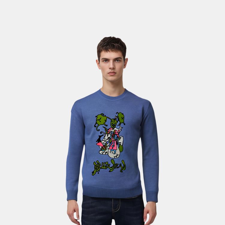 Свитер Brain Dead CYBER BUNNY SWEATER (синий) — фото 3