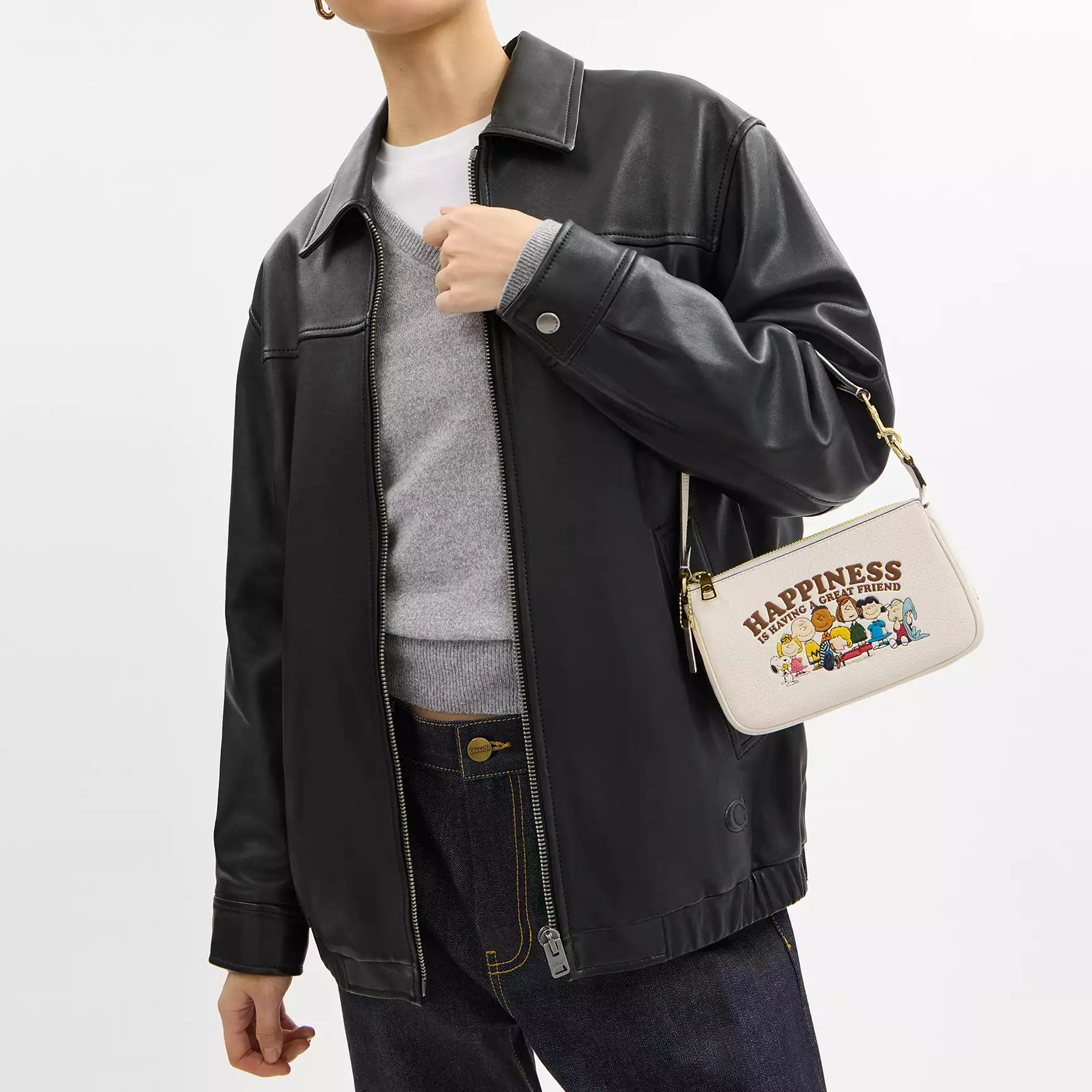 Женская сумка COACH x Peanuts Nolita 19 (белая) — фото 4