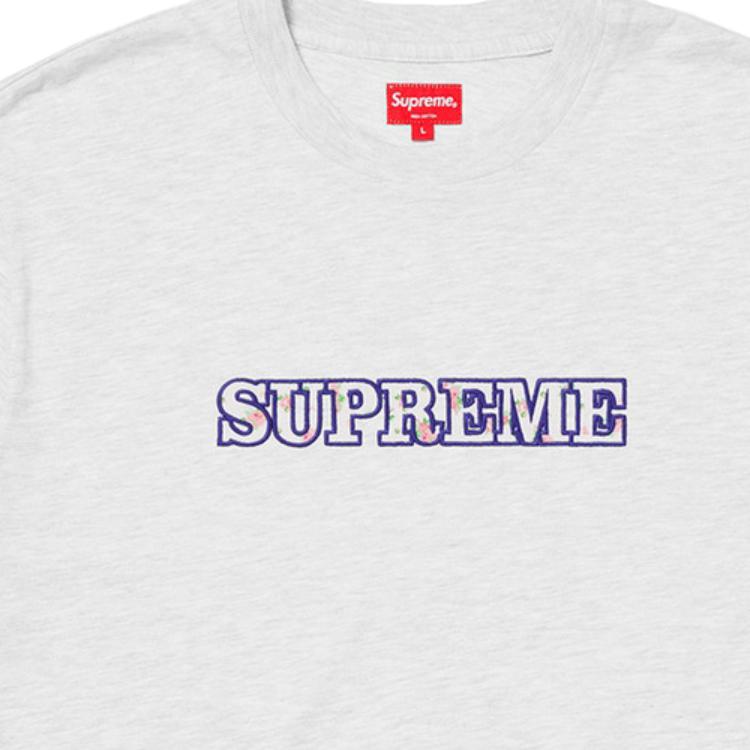 Футболка Supreme FW18 Floral Logo Tee (серая) — фото 3