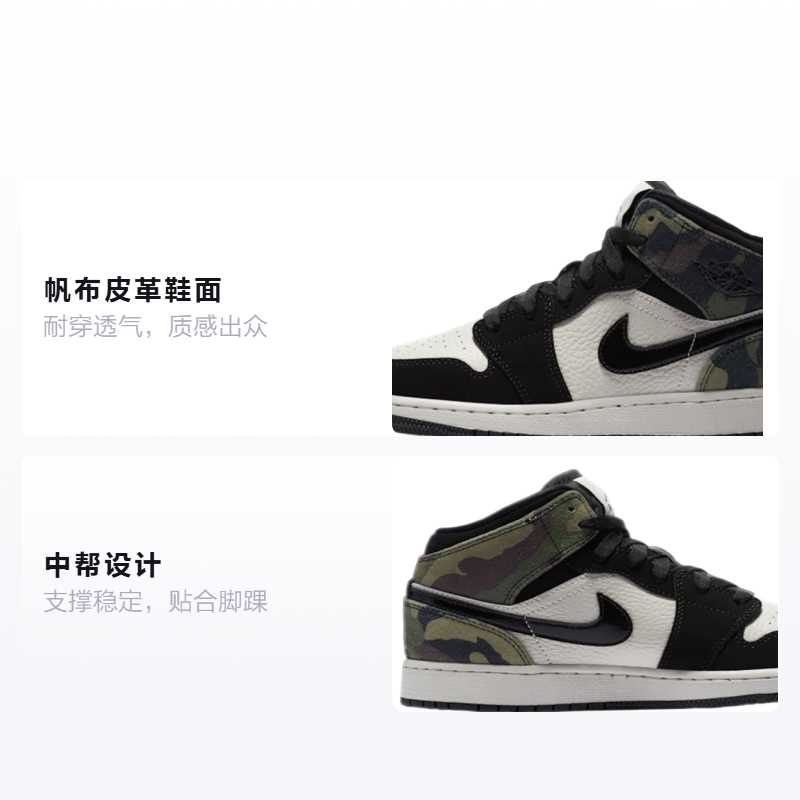 Кроссовки Jordan Air Jordan 1 Mid Camo (разноцветный) — фото 2