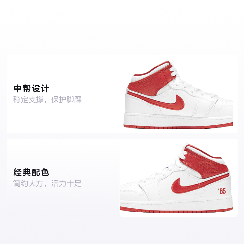 Кеды Jordan Air Jordan 1 Mid "85" (белые / красные / синие) — Белый / красный / синий — фото 2