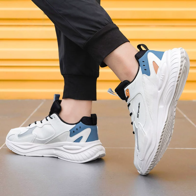 361° Synthetic Leather Slip Resistant Abrasion Resistant Low top Running Shoes Men’s White Blue