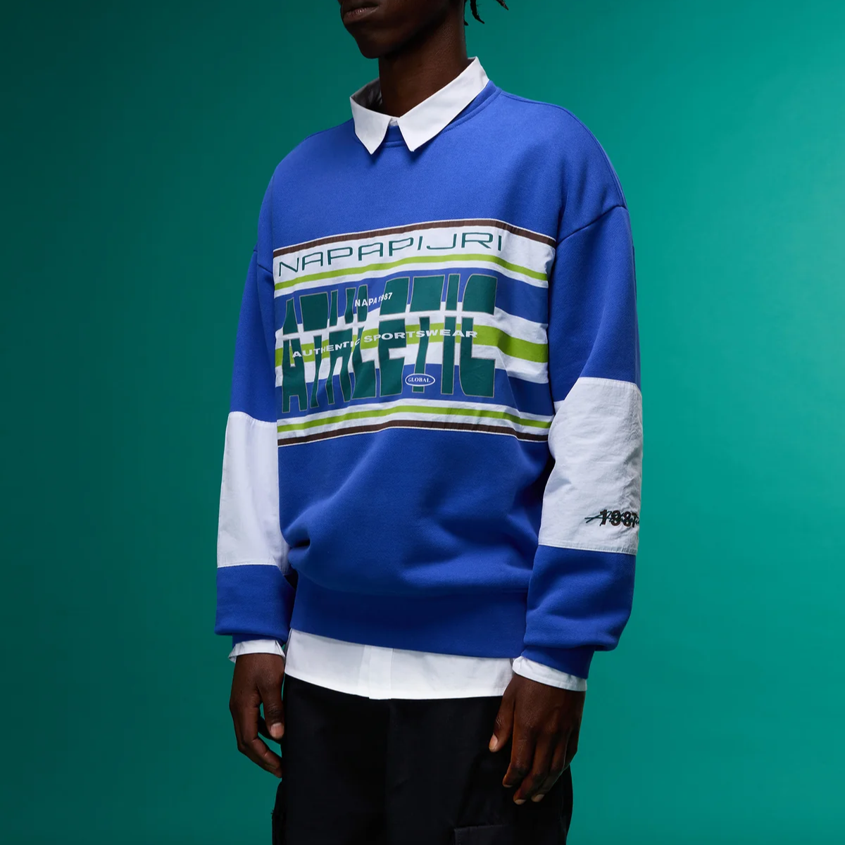 Худи Martine rose × Napapijri FW25 logo (серое) — Ярко-синий — фото 5