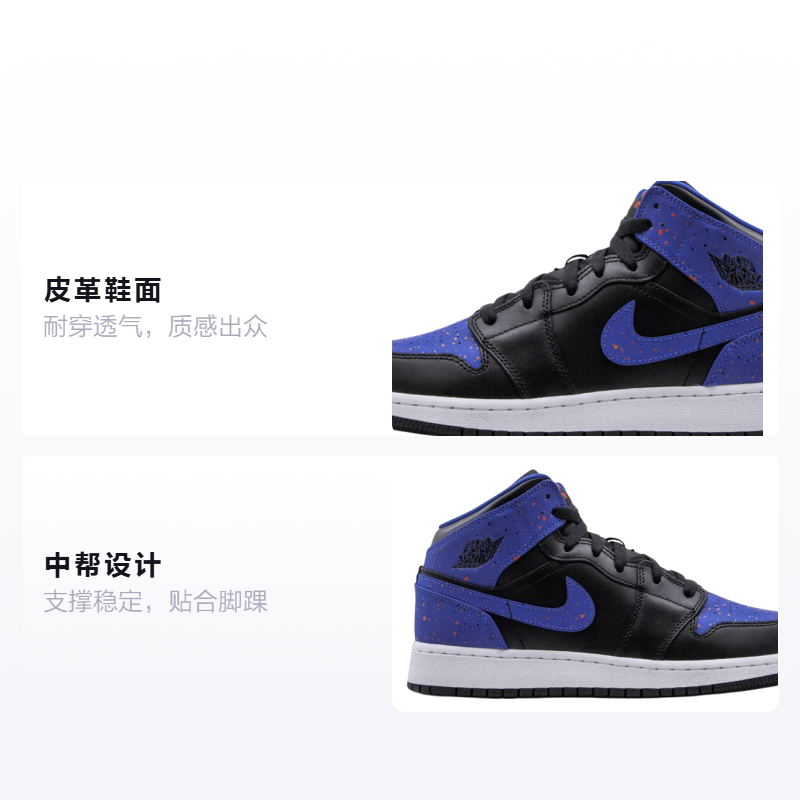 Кроссовки Jordan JordanAir Jordan 1 Mid (черно-синий) — Синий / красный / чёрный — фото 2
