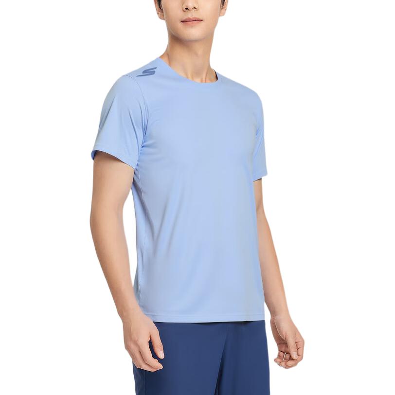 Skechers Quick Dry T Shirts Men’s Blue 00F5 Crew Neck Moderate