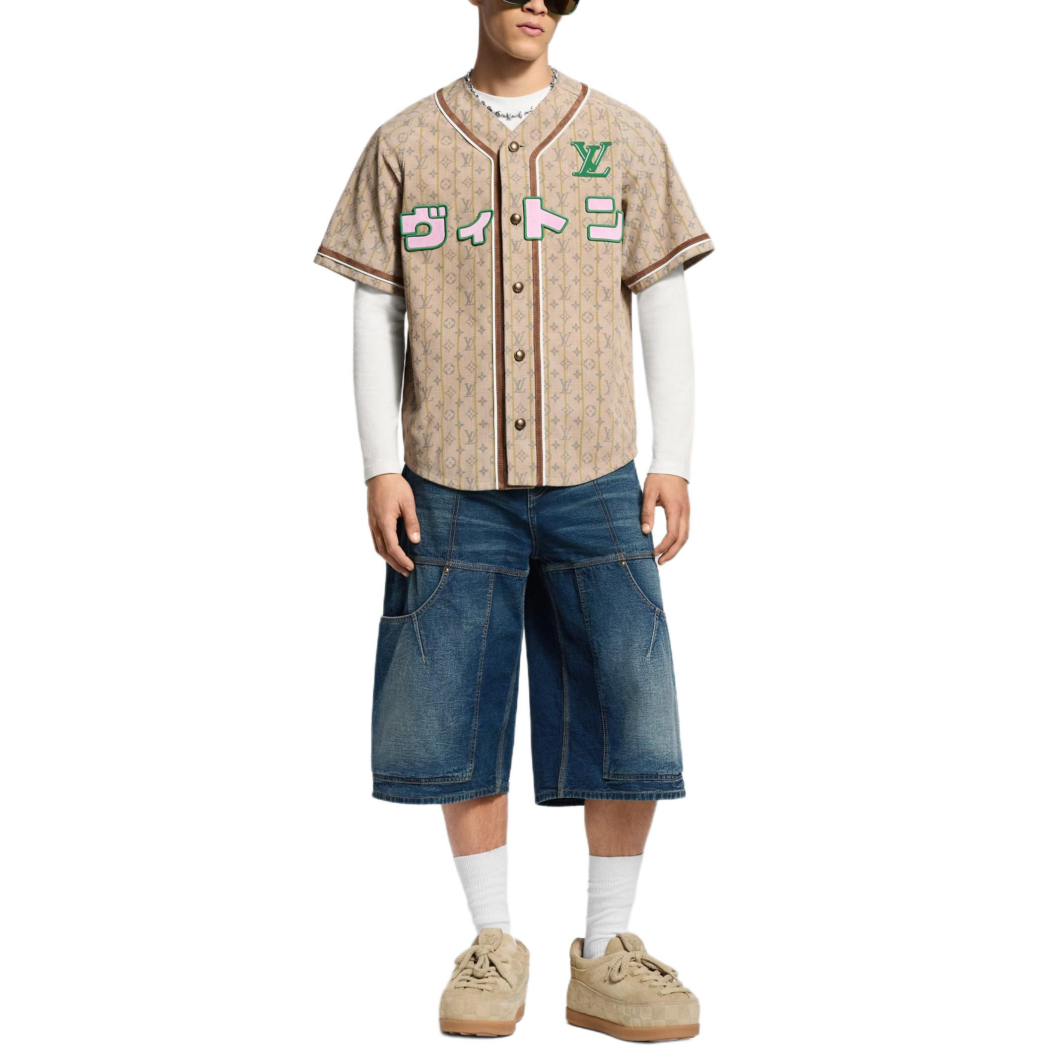 Мужские шорты Louis Vuitton x Nigo Denim Shorts (голубые) — фото 3