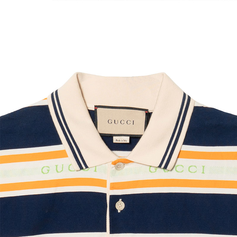 Мужская футболка-поло Gucci С жаккардовым узором (бежевая) — фото 11