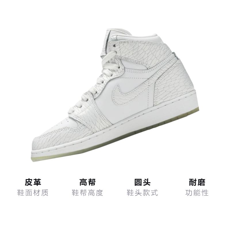 Кроссовки Jordan JordanAir Jordan 1 Retro High Heiress Pure Platinum GS (белые) — фото 3