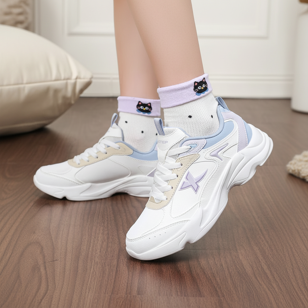 XTEP Hydrogen Wind Technology Low top Casual Running Shoes Women’s White Blue Purple