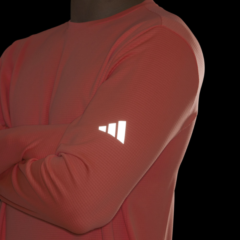 Adidas FW24 ESS RN T LS WR Running T Shirt Unisex Alarm Red Neon/Dark Silver Gray