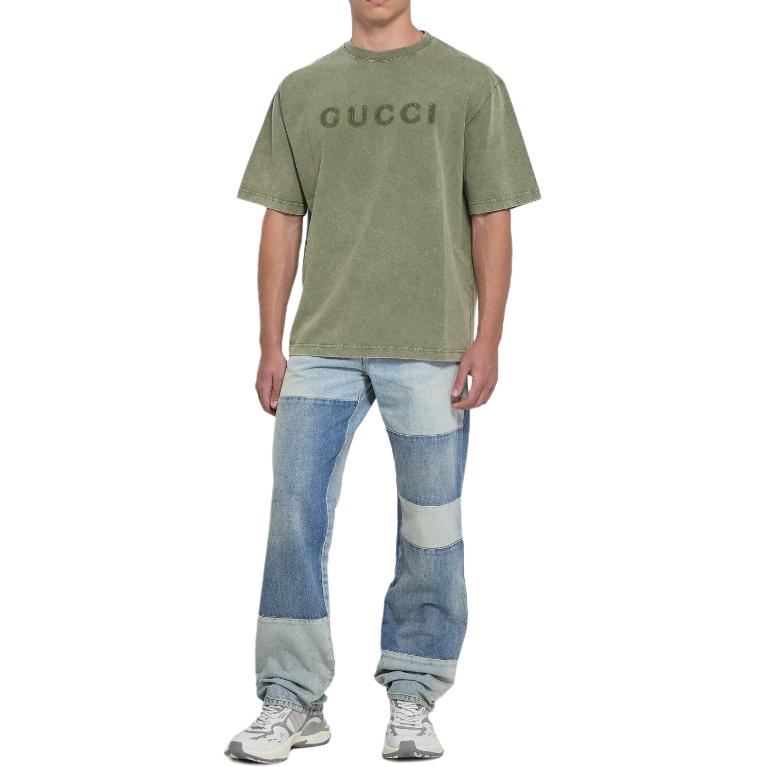 Мужская футболка Gucci T (военно-зеленый) — фото 2