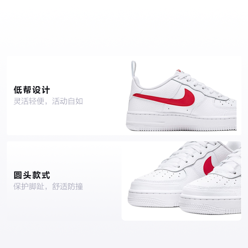 Унисекс кеды Nike NikeAir Force 1 (бело-красный) — фото 2