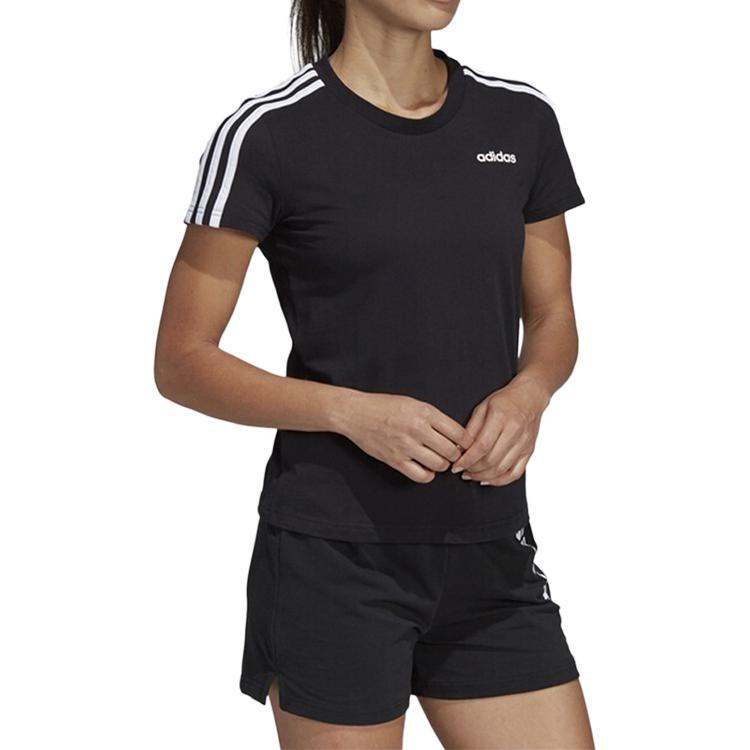 Женская футболка adidas ESSENTIALS 3-Stripes (черная) — фото 3