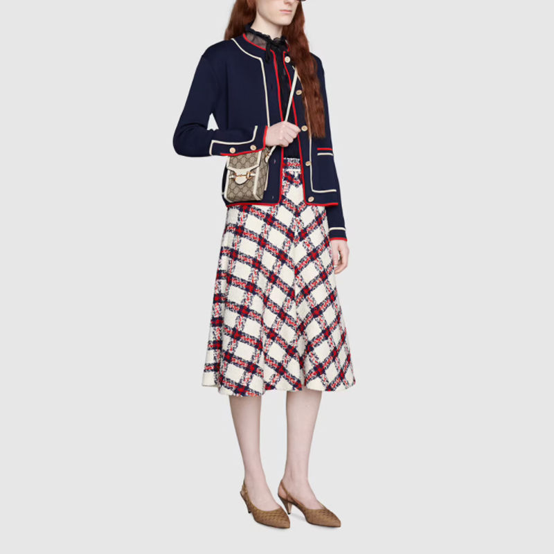 Сумка Gucci Horsebit 1955 Logo / (коричнево-белая) — фото 6