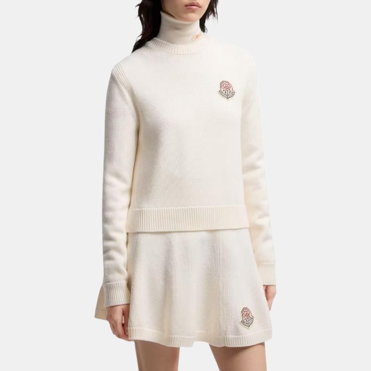 Женский свитер Moncler Crew Neck Tricot (бежевый) — фото 2
