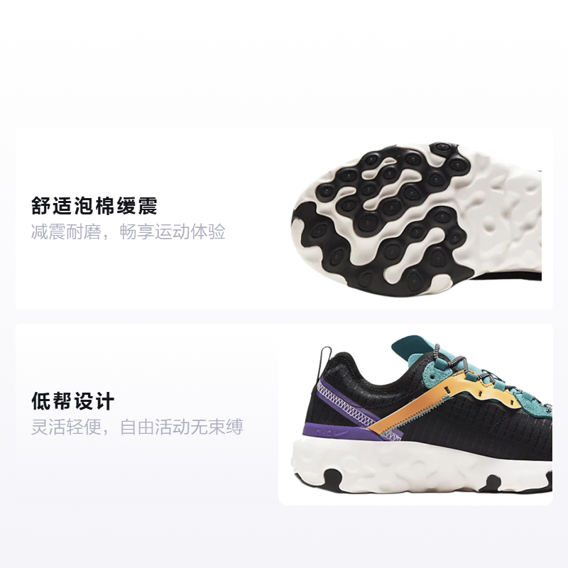 Унисекс кроссовки Nike React Element 55 (черные) — фото 2