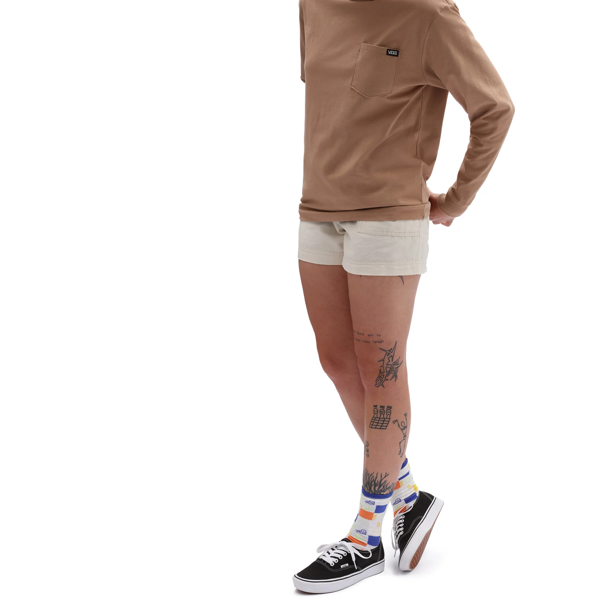 Женские шорты Vans Woven Shorts (бежевые) — фото 3