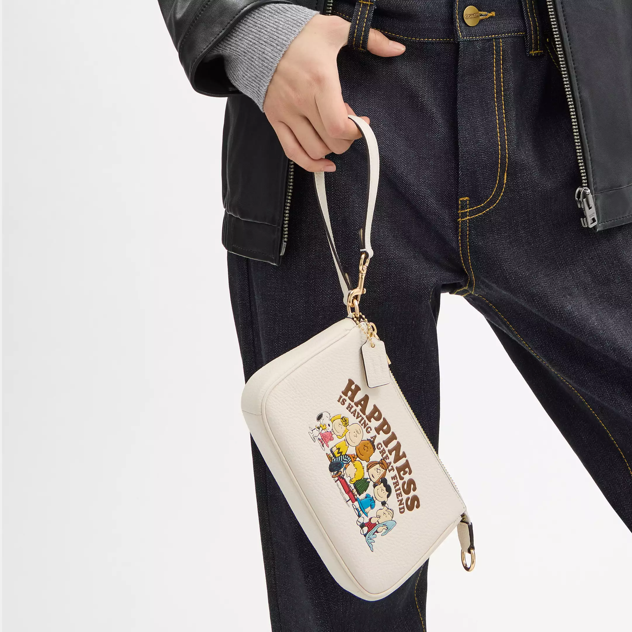 Женская сумка COACH x Peanuts Nolita 19 (белая) — фото 5