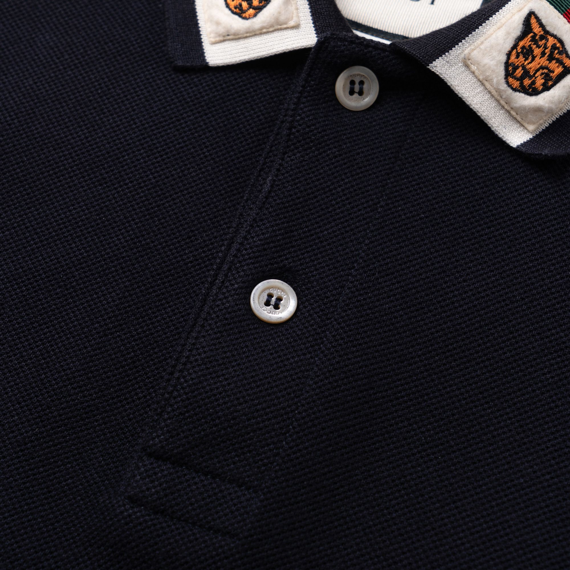 Мужская футболка Gucci Polo (темно-синяя) — фото 9