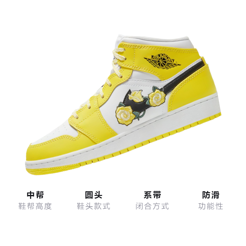 Кеды Jordan JordanAir Jordan 1 Mid SE PU GS (белого-желтый) — Белыйжёлтый — фото 3
