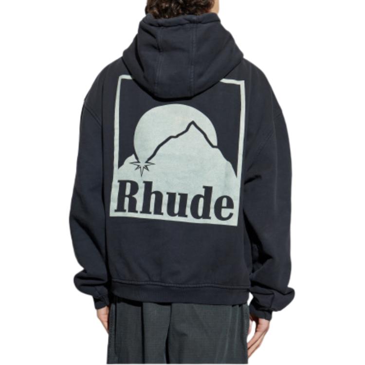 Мужское худи RHUDE Printed Hooded Sweatshirt (черное) — фото 5