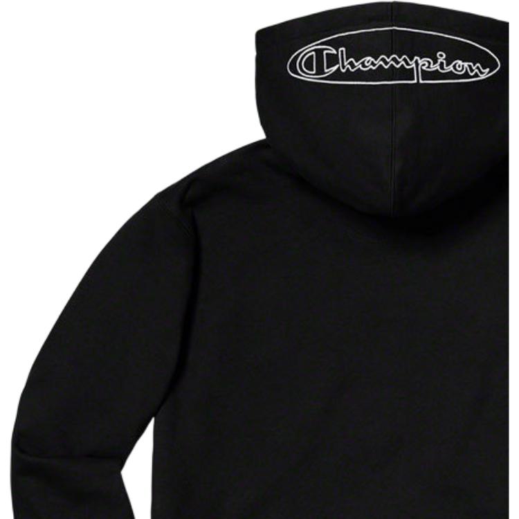 Supreme x Champion Printed Logo Hoodie Black sup-ss19-10065