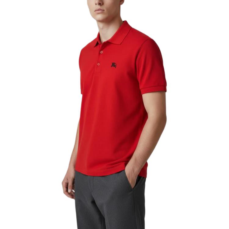 Мужская футболка Burberry Polo Logo (красная) — фото 4