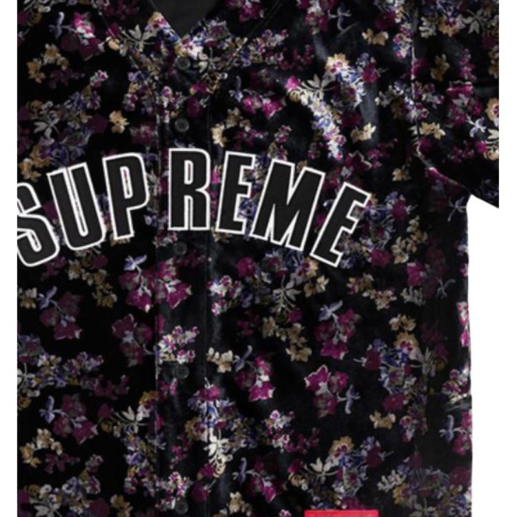 Худи Supreme FW19 Week 1 Floral Velour Baseball Jersey (разноцветный) — фото 3