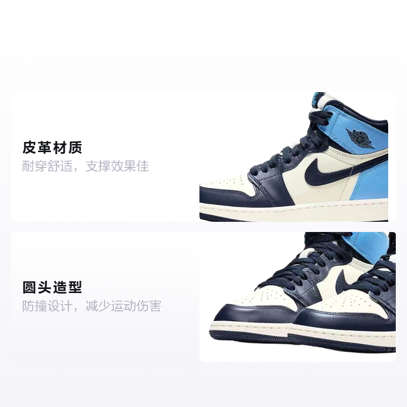 Кеды Jordan Air Jordan 1 "Obsidian" (бело-черно-синий) — Белый / чёрный / синий — фото 2