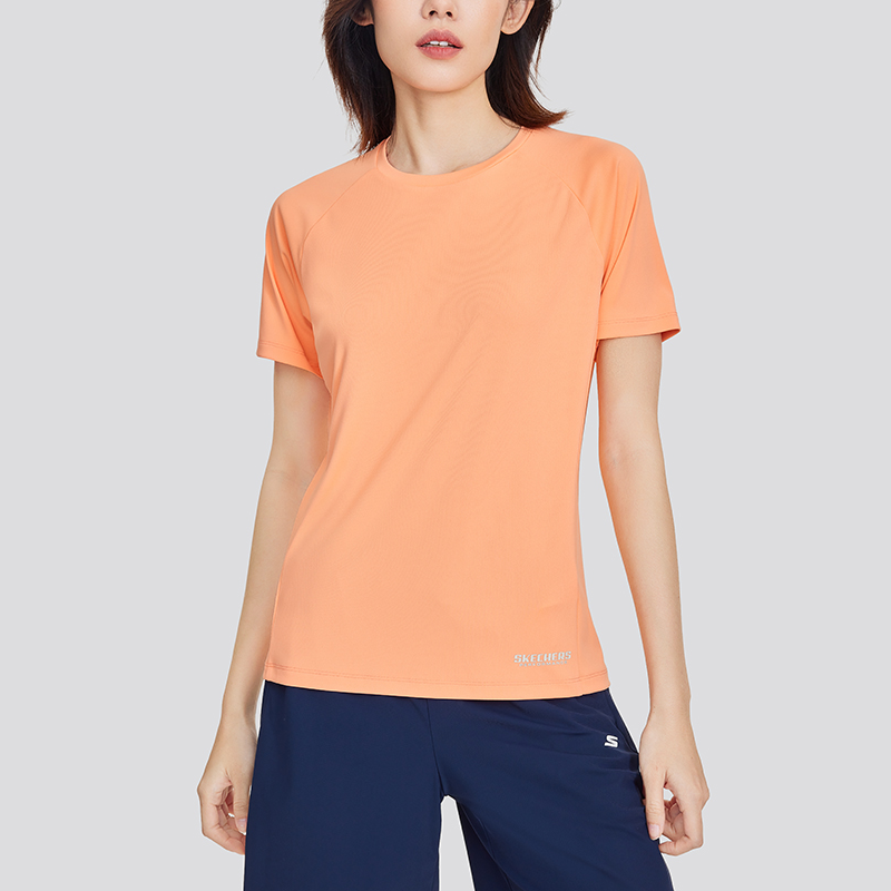 Skechers GODRI Raglan Sleeve T Shirt Women’s Papaya Orange Pink