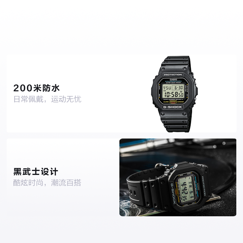 Мужские часы G-SHOCK 5600 (черные) — фото 2