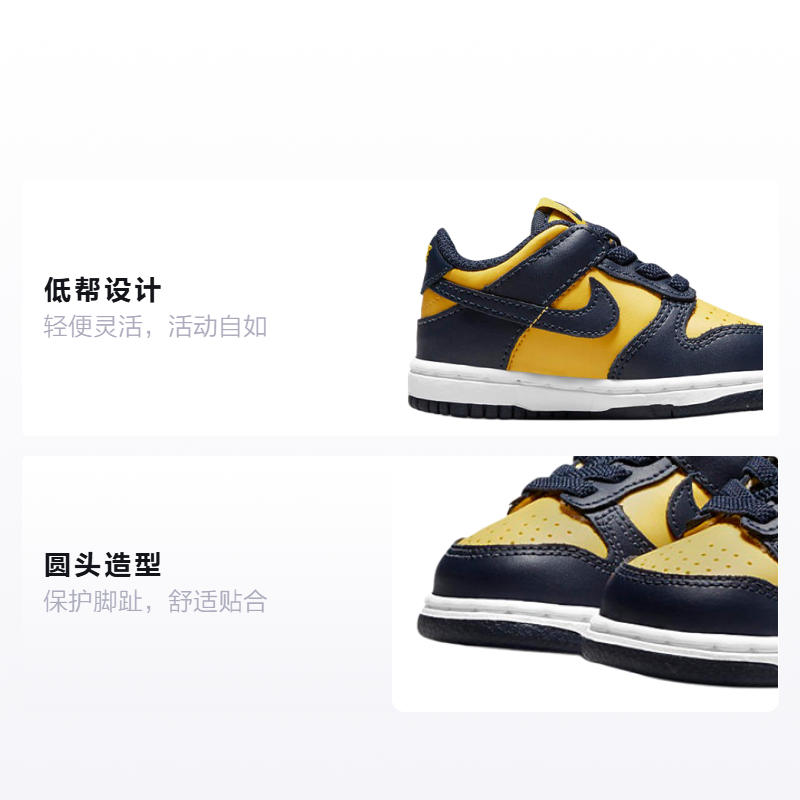 Детские кеды Nike Dunk Low (сине-желтые) — Синий / жёлтый — фото 2