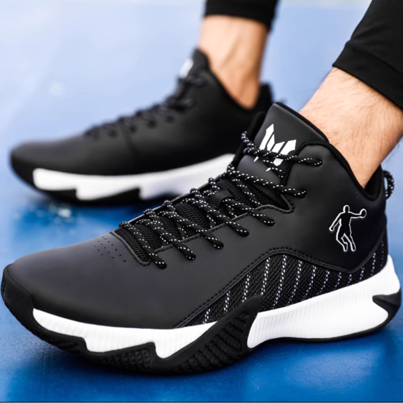 QIAODAN Cushioning Slip Resistant Low top Basketball Shoes Men’s Black White