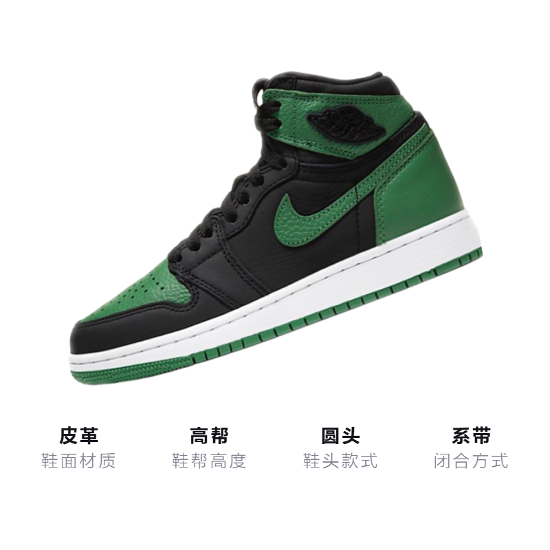 Кеды Jordan Air Jordan 1 Retro High OG (черно-зеленые) — Чёрныйзелёный — фото 3
