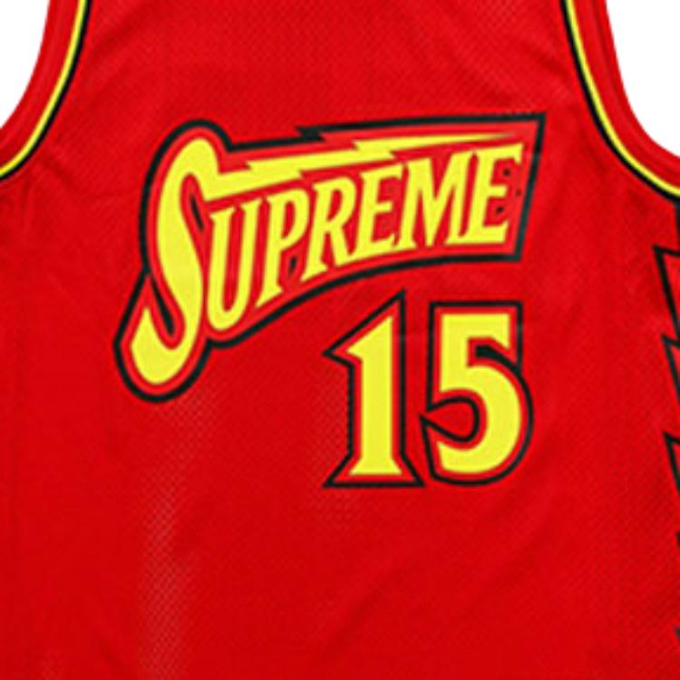 Унисекс футболка Supreme SS18 Bolt Basketball Jersey Red (красный) — фото 5