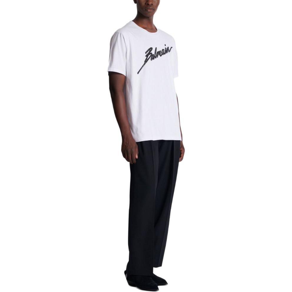 Мужская футболка BALMAIN EH1EH175-PC70-белый (белая) — фото 4