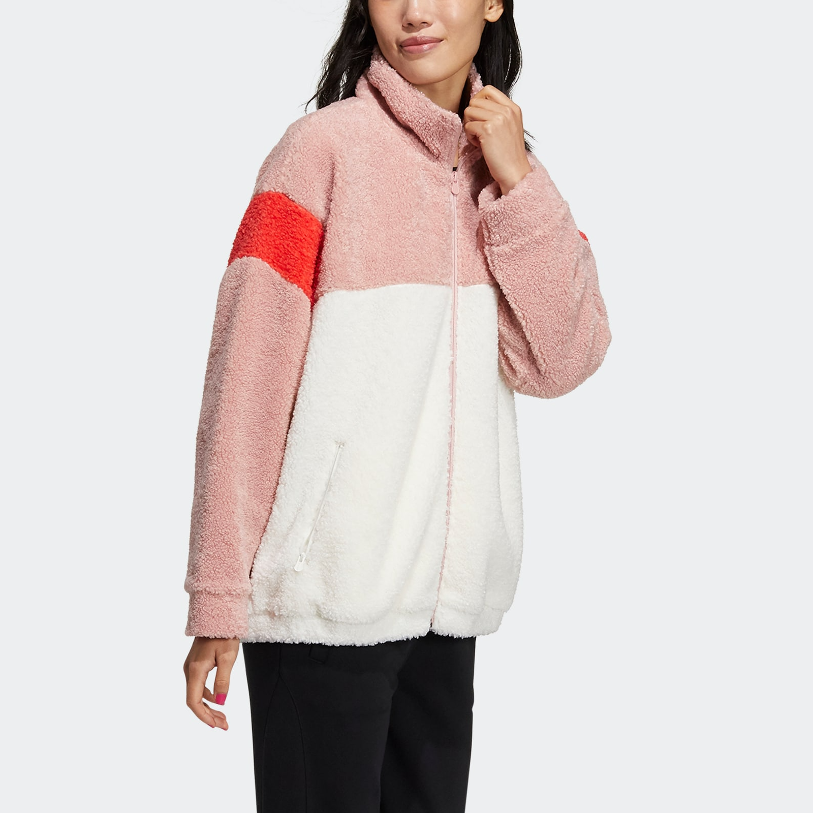 Женская куртка adidas neo Brlv Jkt (розово-белая) — фото 4