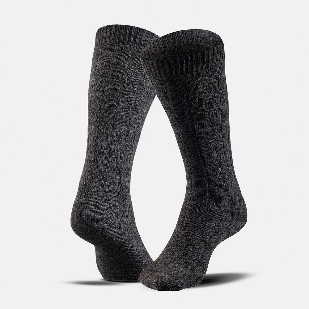 DECATHLON SH100 Crew Socks Unisex Asphalt Gray/Black 2 Pack