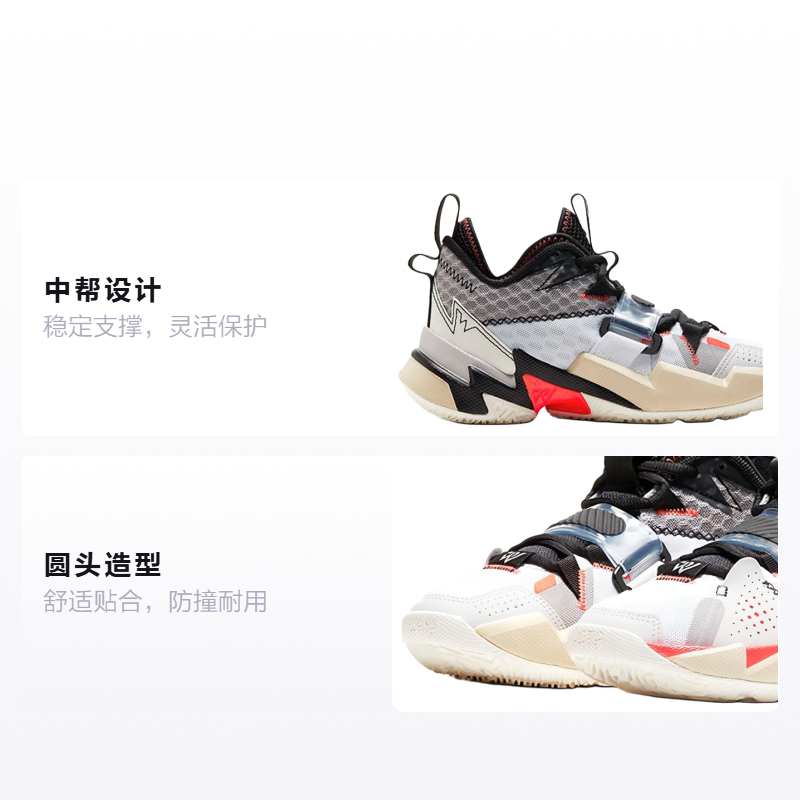 Кроссовки Jordan JordanWhy Not Zer0.3 GS (бело-серые) — 白色/黑/大气灰/亮深红 — фото 2