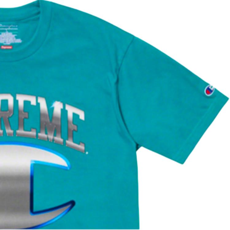 Футболка Supreme × Champion (сине-зеленая) — фото 4