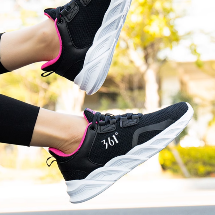 361° Breathable Mesh Cushioning, Wear Resistant Low top Running Shoes Women’s Black Pink