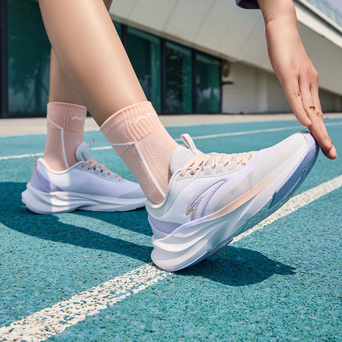 Anta Intercity Cushioning, Wear Resistant Low top Casual Running Shoes Women’s Gray White Purple