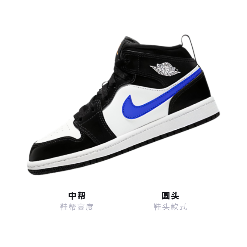 Детские кроссовки Jordan Air Jordan 1 Mid (черно-синие) — Чёрный / синий — фото 3