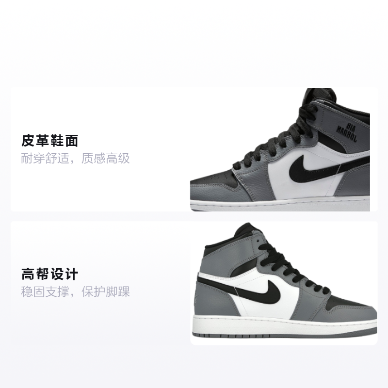 Кеды Jordan Air Jordan 1 Retro High Rare Air (серые) — 酷灰/黑/白 — фото 2