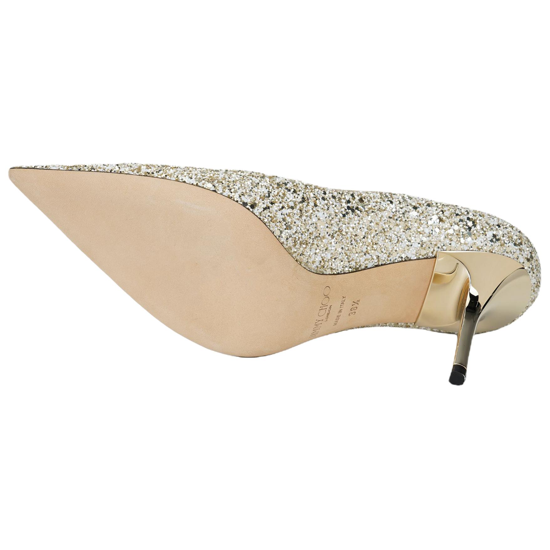 Jimmy Choo LOVE Slim Heel High Heels 8.5cm Women's Light Yellow White