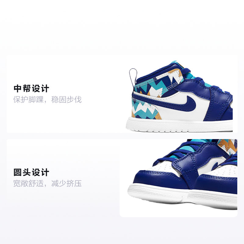 Детские кеды Jordan Air Jordan 1 Mid Alt (бело-голубой) — фото 2