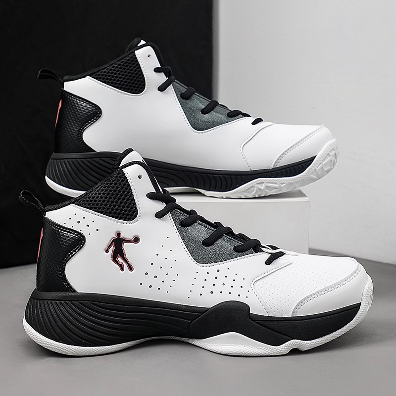 QIAODAN Comfortable Cushioning, Wear Resistant High top Basketball Shoes Men’s White