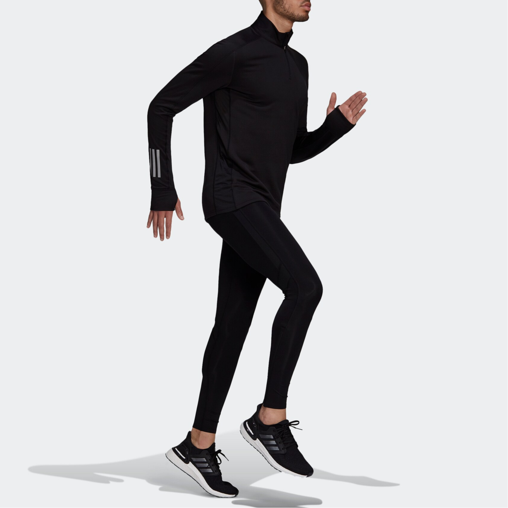 Мужской лонгслив adidas Warm 1/2 Zip (черный) — фото 5