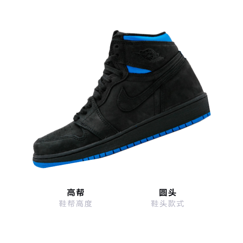 Кроссовки Jordan JordanAir Jordan 1 Retro High OG Quai54 GS (черный) — 黑/意大利蓝/大学红 — фото 3